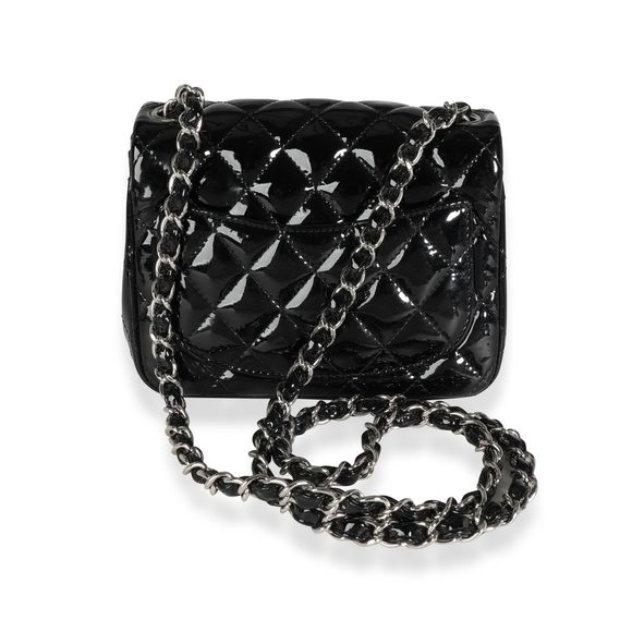 Chanel Black Quilted Patent Leather Classic Square Mini Flap Bag - Picture 3 of 8